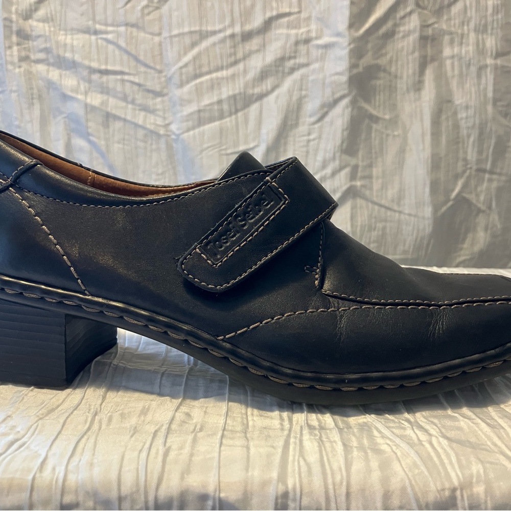 Josef Seibel Black Leather Slip-On Loafers